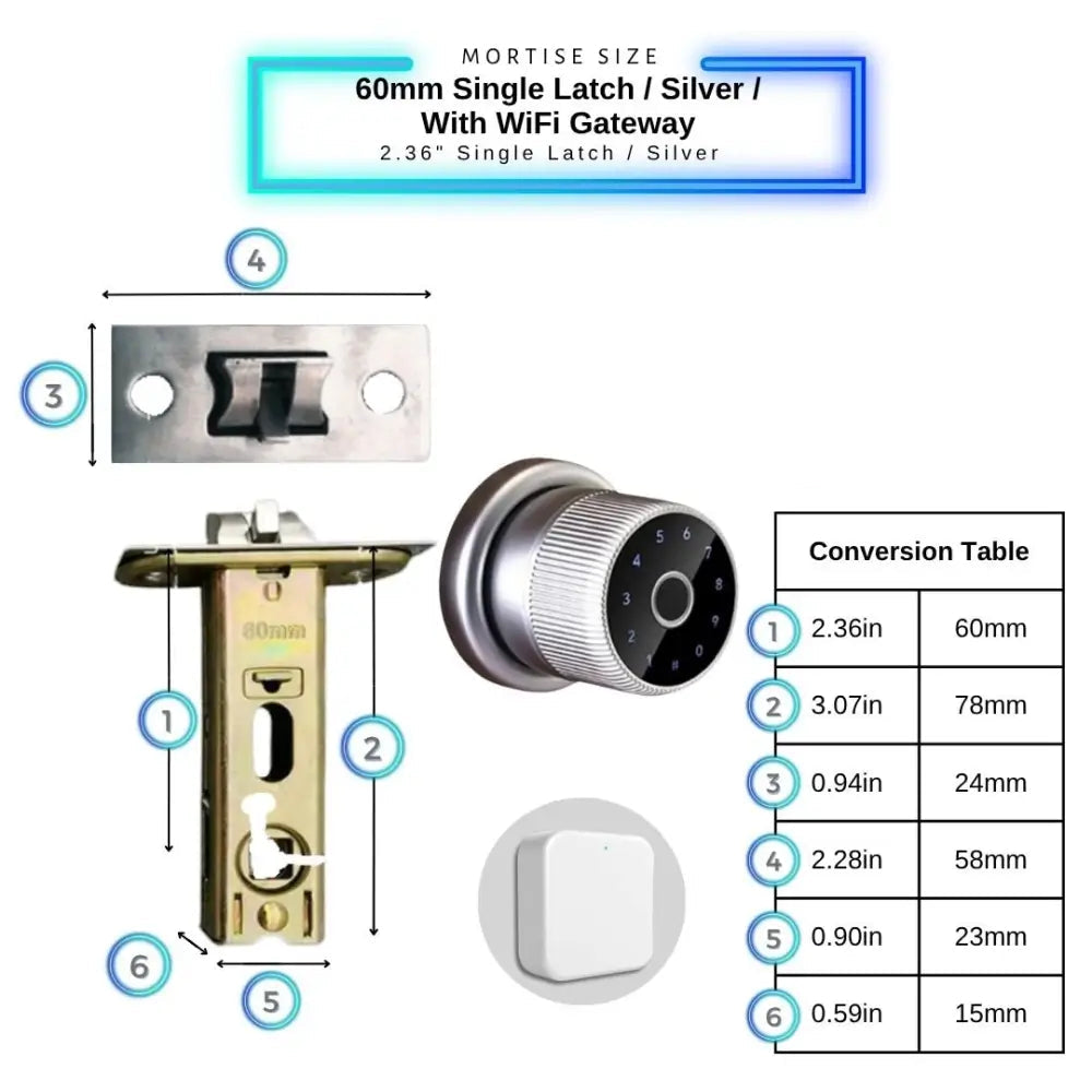 Smart Door Knob Lock - Silver / With WiFi Gateway - Smart Digital Door Lock
