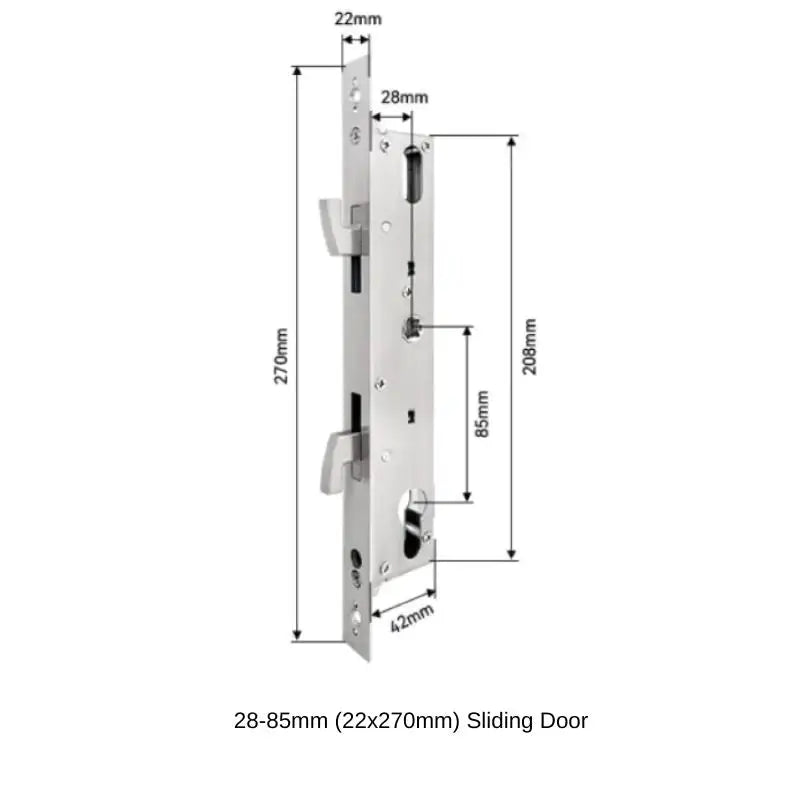 Mortises - 28-85mm (22x270mm) Sliding Door - Mortise - Smart Lock