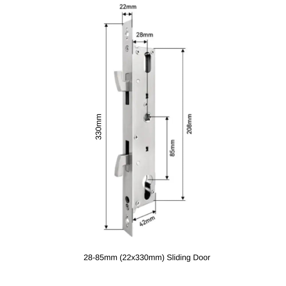 Mortises - 28-85mm (22x330mm) Sliding Door - Mortise - Smart Lock