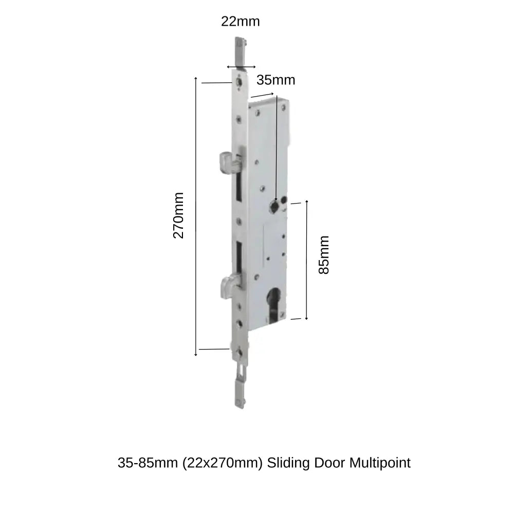 Mortises - 35-85mm (22x270mm) Sliding Door Multipoint - Mortise - Smart Lock