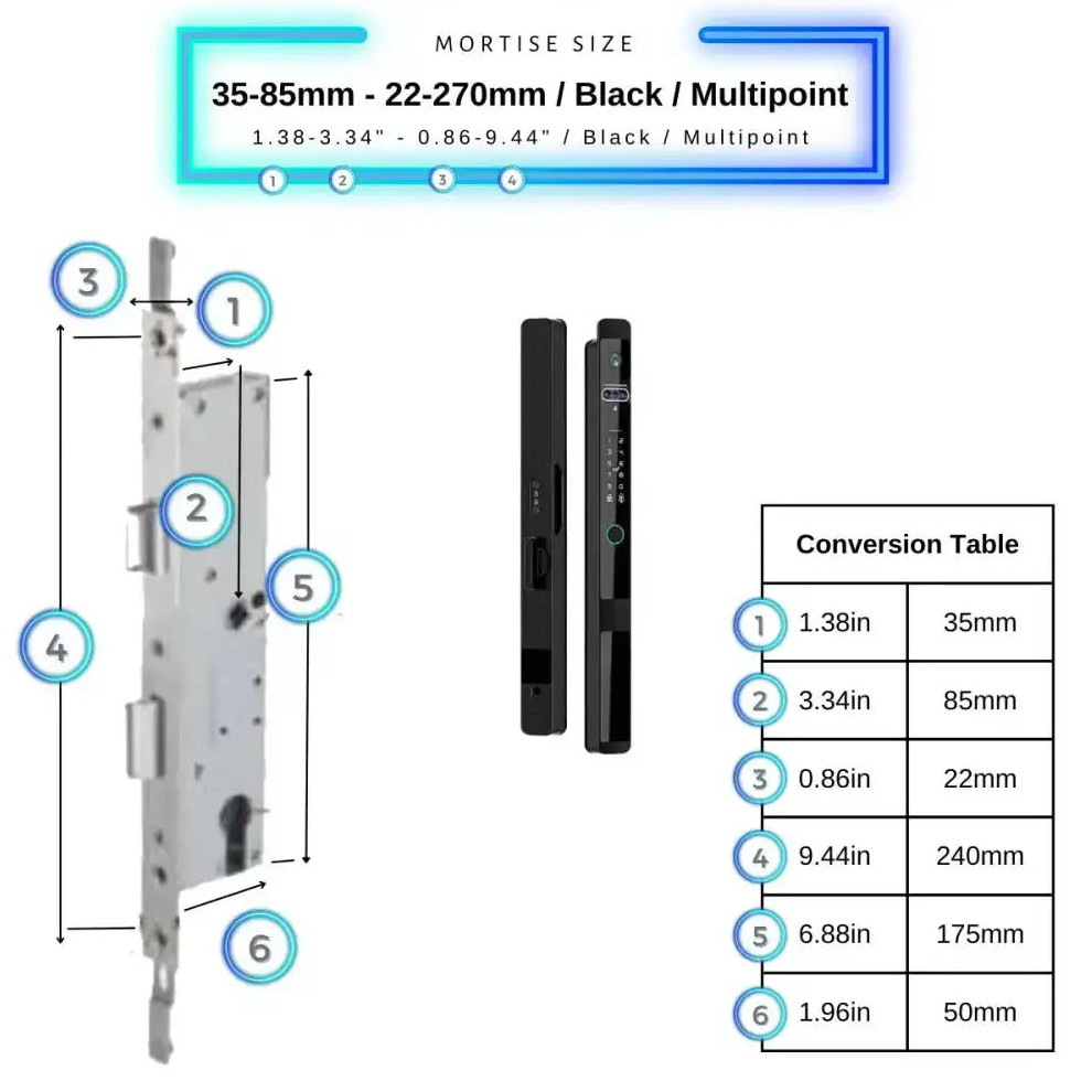Next Gen Smart Lock - Black / 35-85mm (22x270mm) Multipoint - Smart Lock