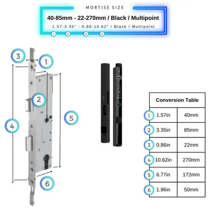 Next Gen Smart Lock - Black / 40-85mm (22x270mm) Multipoint - Smart Lock
