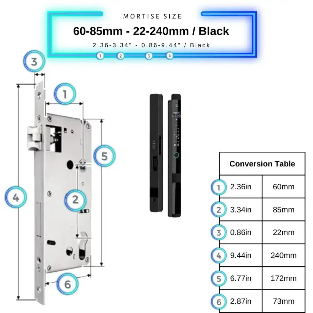 Next Gen Smart Lock - Black / 60-85mm (22x240mm) - Smart Lock