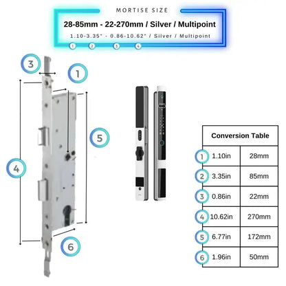 Next Gen Smart Lock - Silver / 28-85mm (22x270mm) Multipoint - Smart Lock