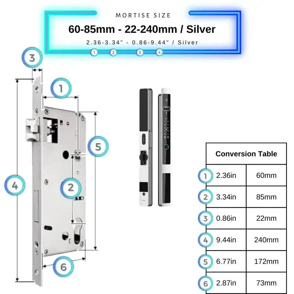 Next Gen Smart Lock - Silver / 60-85mm (22x240mm) - Smart Lock