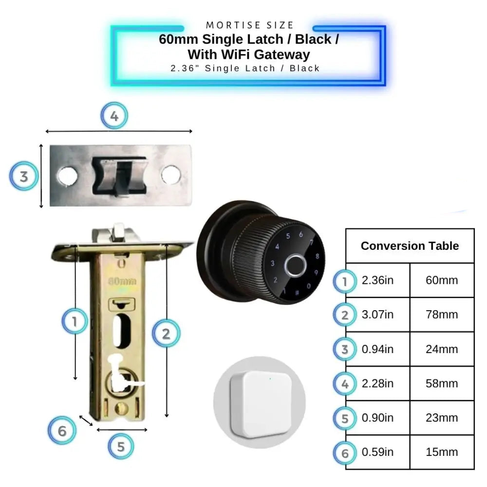 Smart Door Knob Lock - Black / With WiFi Gateway - Smart Digital Door Lock
