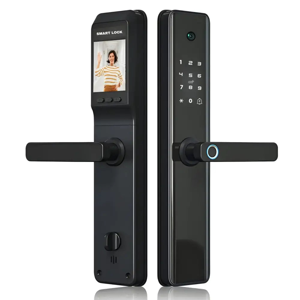 Smart Door Lock Camera - Black / No Mortise - Smart Door Lock with Camera