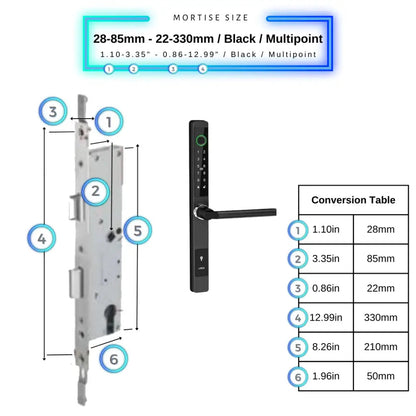 Smart Door Lock Sleek - 28-85mm (22x330mm) Swing Door Multipoint / Black - Smart Lock