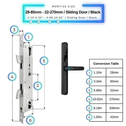 Smart Door Lock Slim - 28-85mm (22x270mm) Sliding Door / Black - Smart Lock