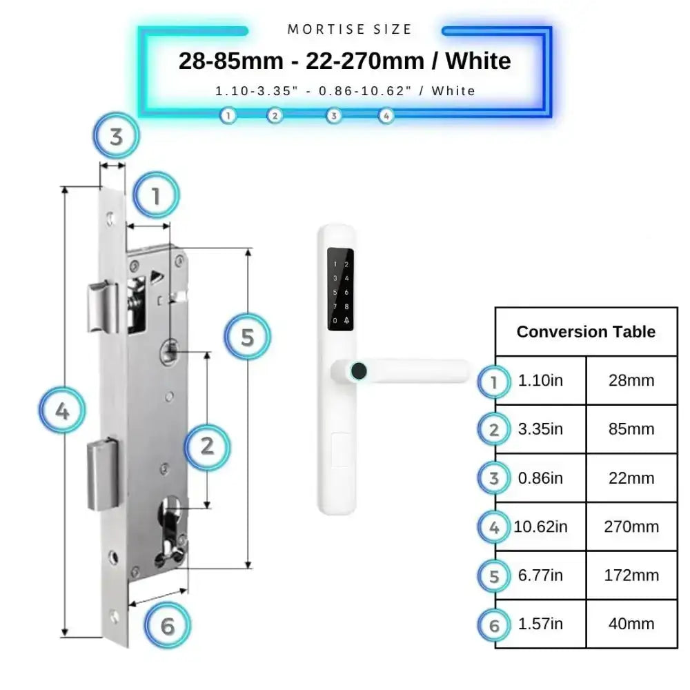 Smart Door Lock Slim - 28-85mm (22x270mm) / White - Smart Lock