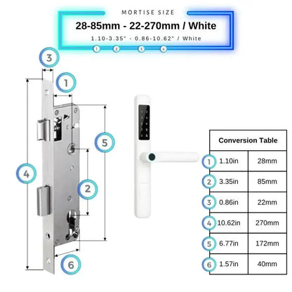 Smart Door Lock Slim - 28-85mm (22x270mm) / White - Smart Lock