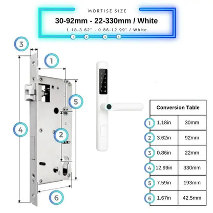 Smart Door Lock Slim - 30-92mm (22x330mm) / White - Smart Lock