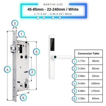 Smart Door Lock Slim - 45-85mm (22x240mm) / White - Smart Lock