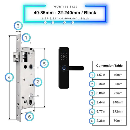 Smart Door Lock XL - Black / 40-85mm (22x240mm) - Smart Lock