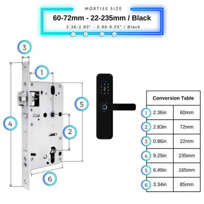 Smart Door Lock XL - Black / 60-72mm (22x235mm) - Smart Lock