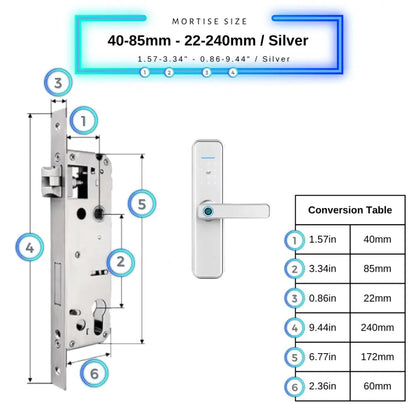 Smart Door Lock XL - Silver / 40-85mm (22x240mm) - Smart Lock