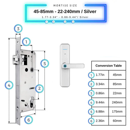 Smart Door Lock XL - Silver / 45-85mm (22x240mm) - Smart Lock