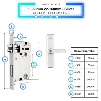 Smart Door Lock XL - Silver / 50-50mm (22x160mm) - Smart Lock