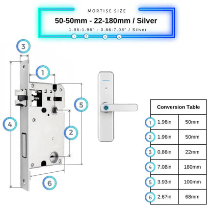 Smart Door Lock XL - Silver / 50-50mm (22x180mm) - Smart Lock