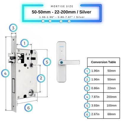 Smart Door Lock XL - Silver / 50-50mm (22x200mm) - Smart Lock
