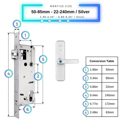 Smart Door Lock XL - Silver / 50-85mm (22x240mm) - Smart Lock