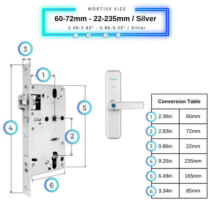 Smart Door Lock XL - Silver / 60-72mm (22x235mm) - Smart Lock