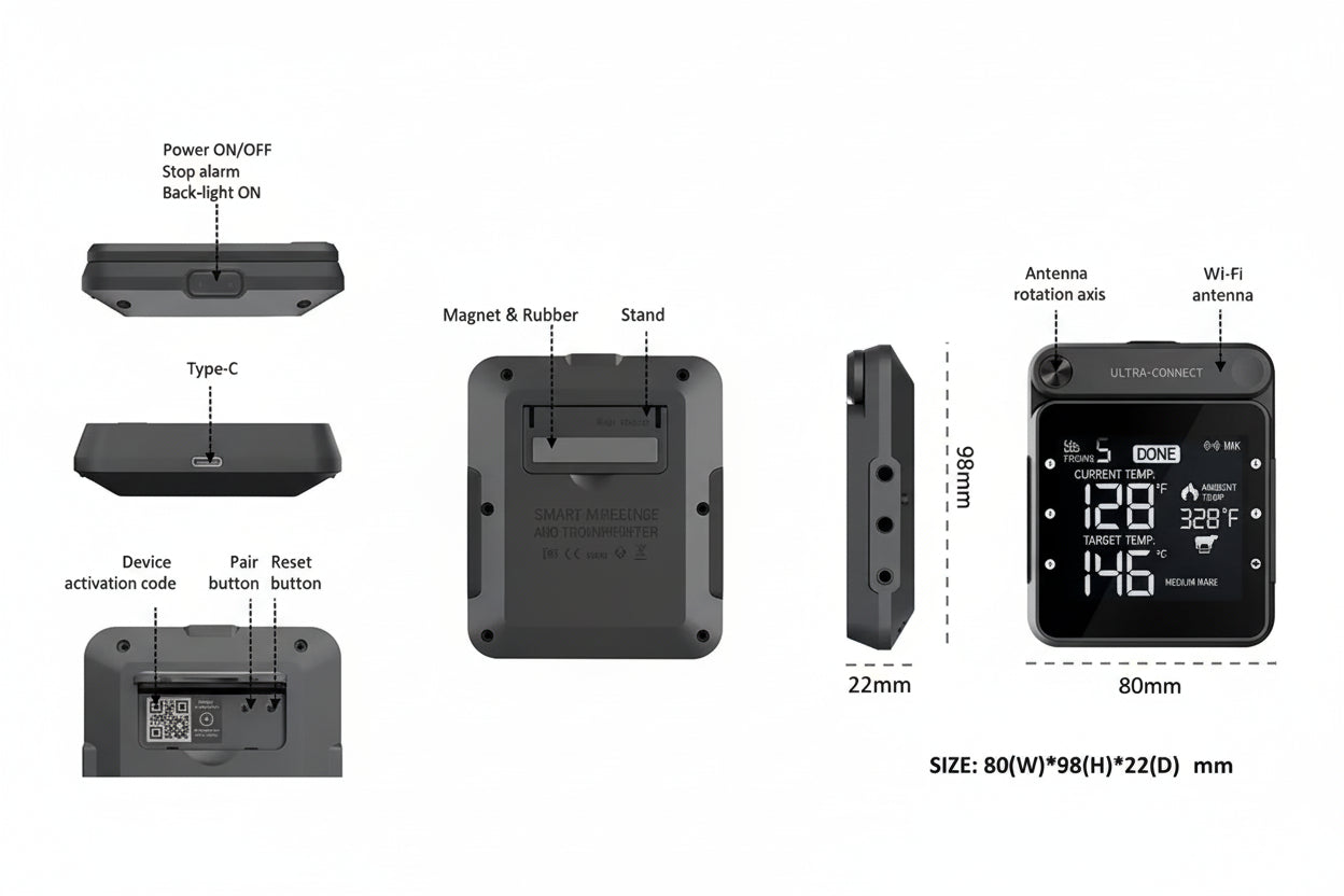 Smart Oven Thermometer - Smart Food Thermometer