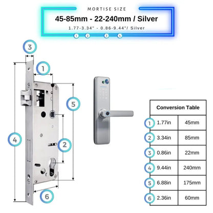 Universal Smart Door Lock Camera - 45-85mm (22x240mm) / Silver - Smart Door Lock