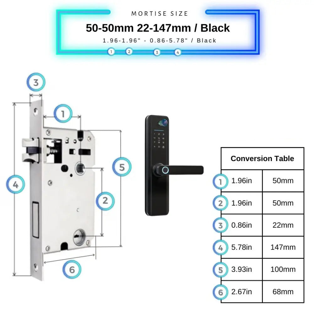 Universal Smart Door Lock Camera - 50-50mm (22x147mm) / Black - Smart Door Lock