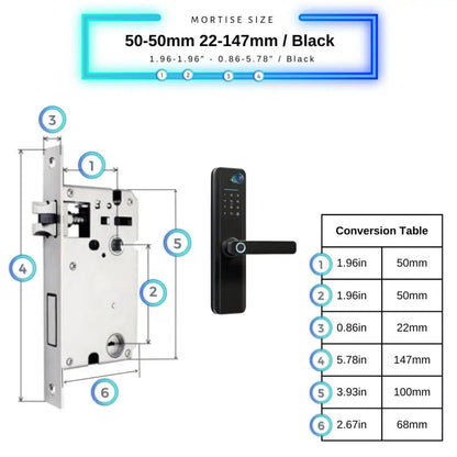 Universal Smart Door Lock Camera - 50-50mm (22x147mm) / Black - Smart Door Lock