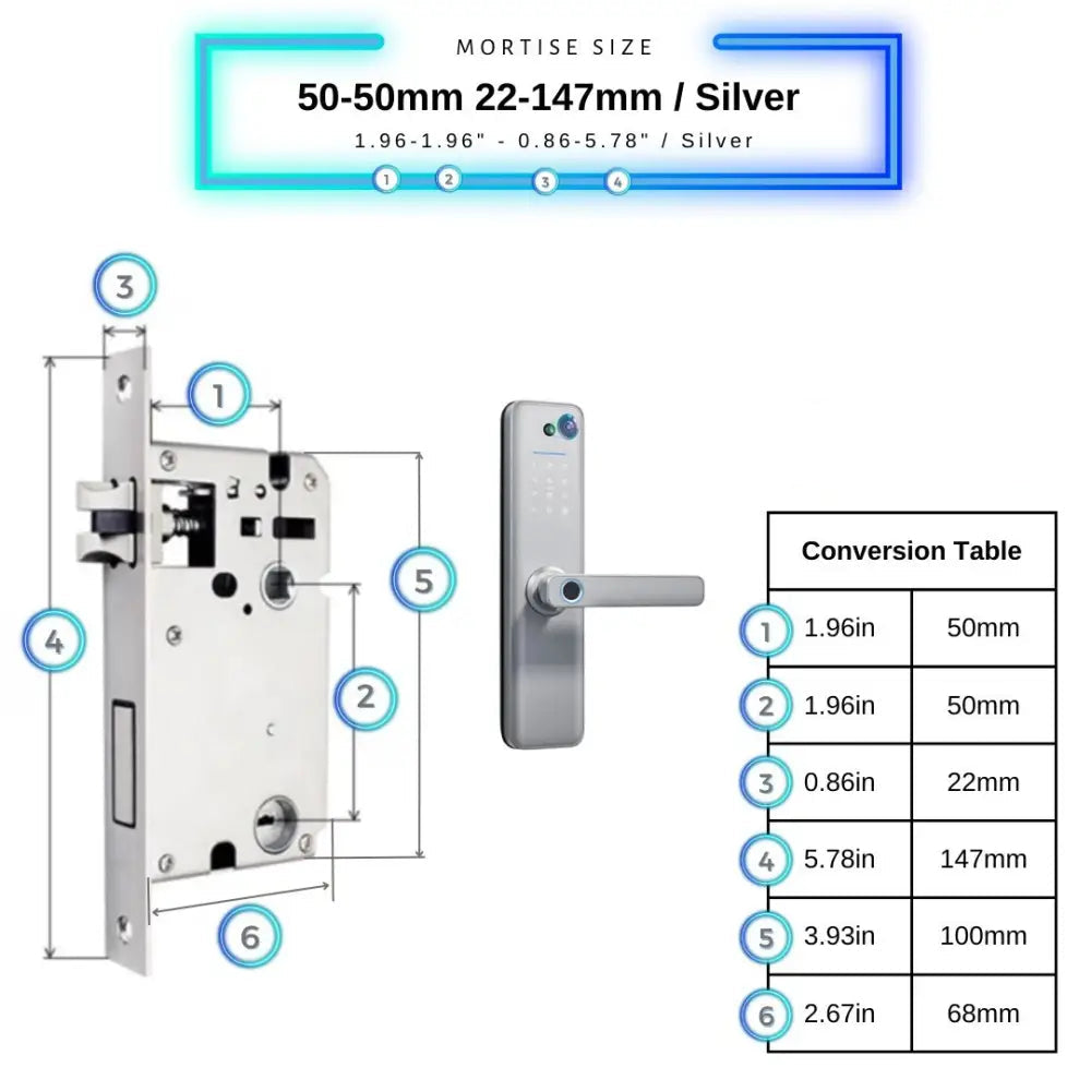 Universal Smart Door Lock Camera - 50-50mm (22x147mm) / Silver - Smart Door Lock