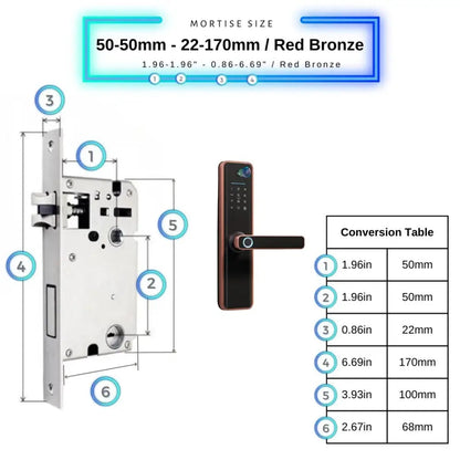 Universal Smart Door Lock Camera - 50-50mm (22x170mm) / Red Bronze - Smart Door Lock