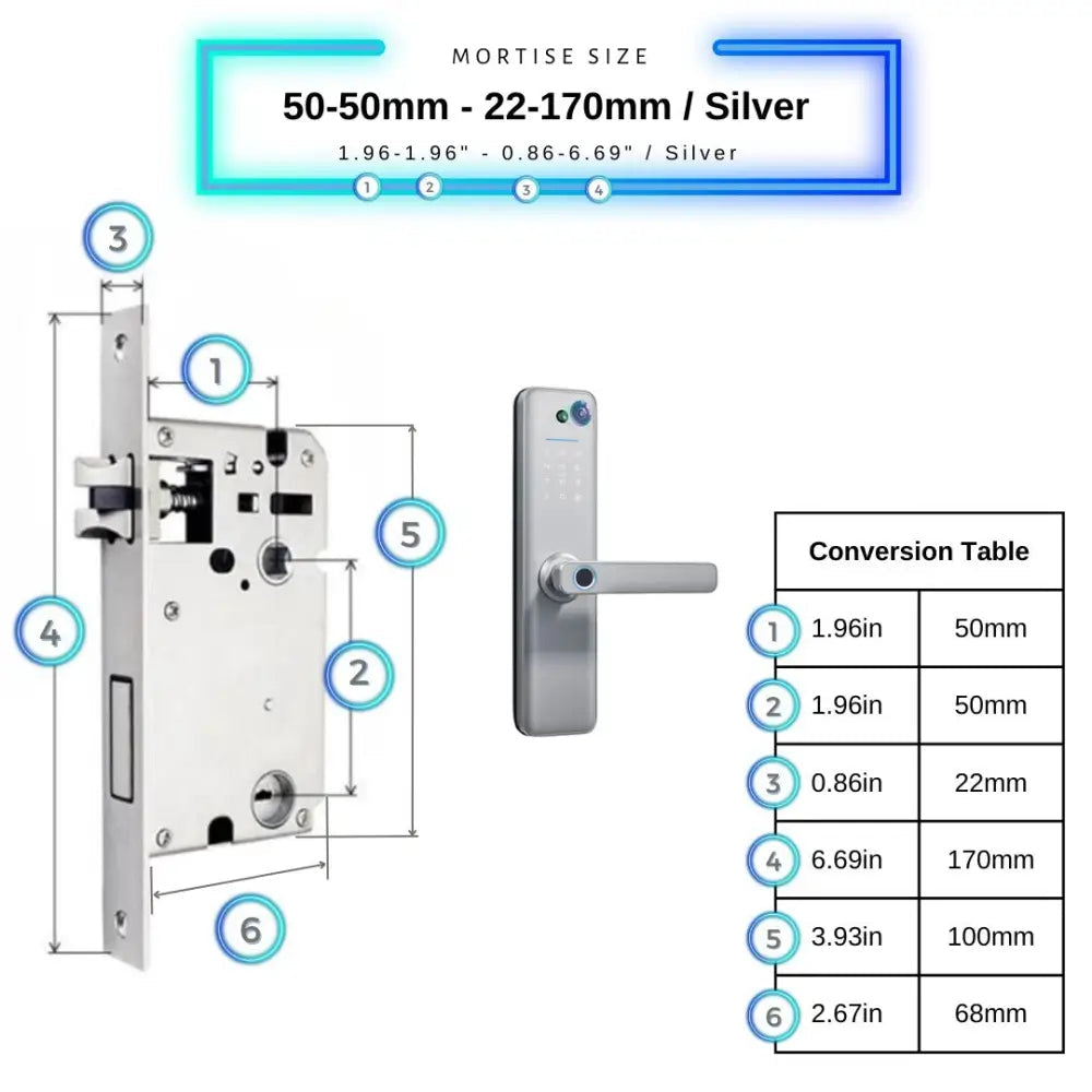 Universal Smart Door Lock Camera - 50-50mm (22x170mm) / Silver - Smart Door Lock