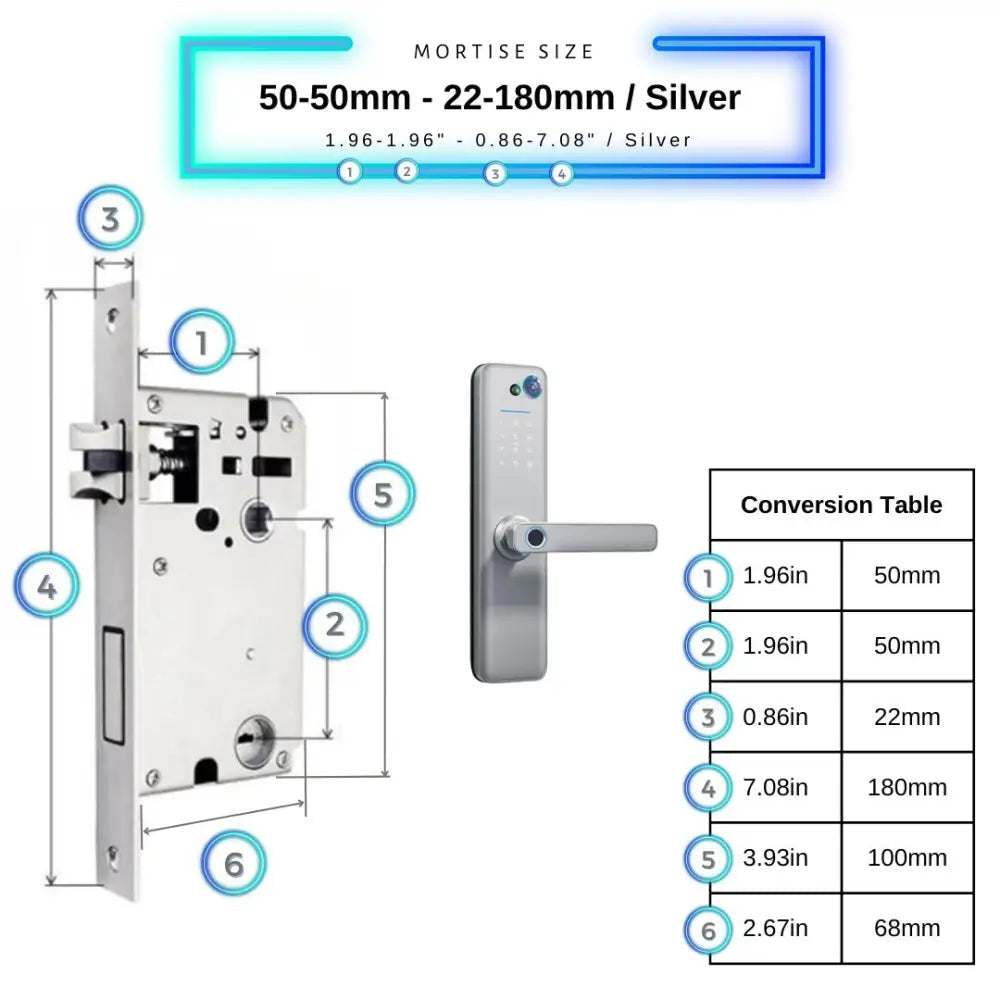 Universal Smart Door Lock Camera - 50-50mm (22x180mm) / Silver - Smart Door Lock