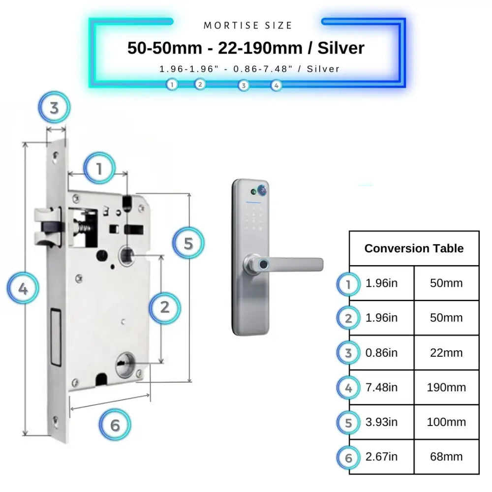 Universal Smart Door Lock Camera - 50-50mm (22x190mm) / Silver - Smart Door Lock