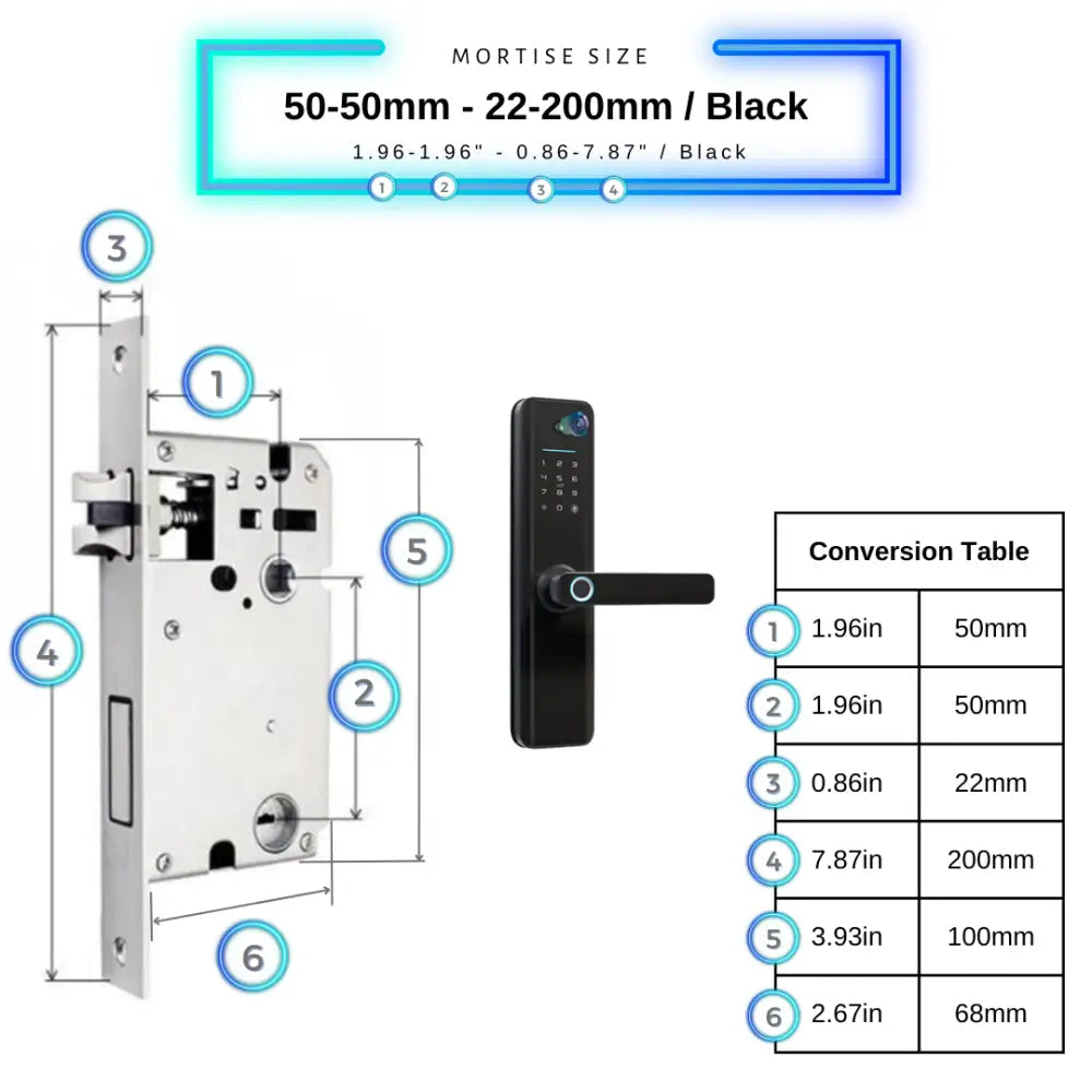 Universal Smart Door Lock Camera - 50-50mm (22x200mm) / Black - Smart Door Lock