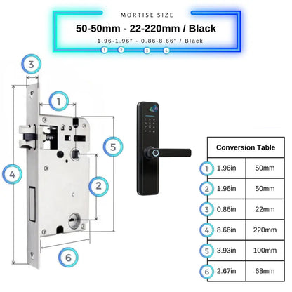 Universal Smart Door Lock Camera - 50-50mm (22x220mm) / Black - Smart Door Lock