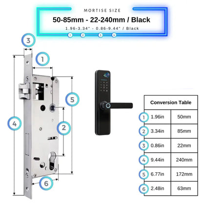Universal Smart Door Lock Camera - 50-85mm (22x240mm) / Black - Smart Door Lock