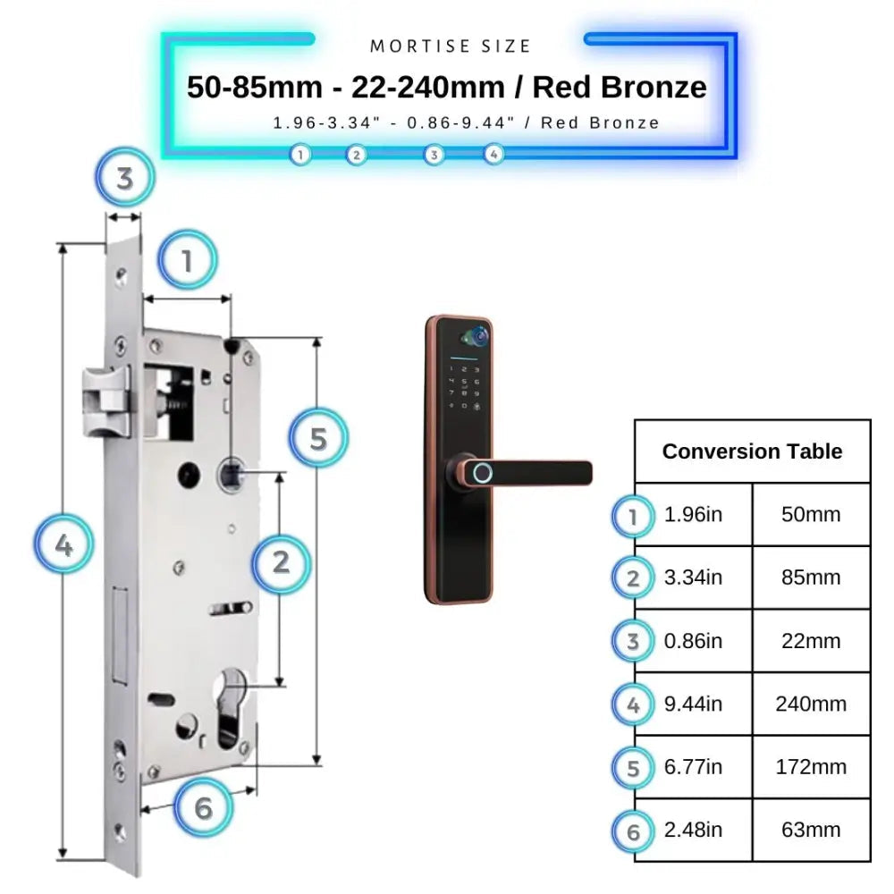 Universal Smart Door Lock Camera - 50-85mm (22x240mm) / Red Bronze - Smart Door Lock