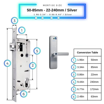 Universal Smart Door Lock Camera - 50-85mm (22x240mm) / Silver - Smart Door Lock