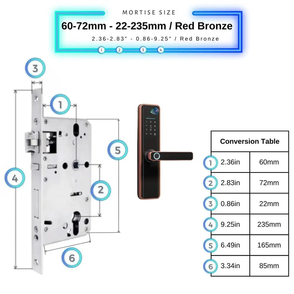 Universal Smart Door Lock Camera - 60-72mm (22x240mm) / Red Bronze - Smart Door Lock