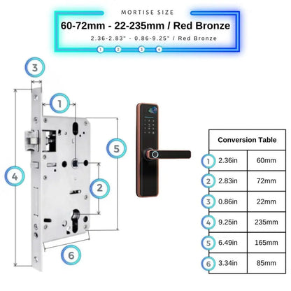 Universal Smart Door Lock Camera - 60-72mm (22x240mm) / Red Bronze - Smart Door Lock