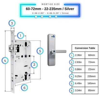 Universal Smart Door Lock Camera - 60-72mm (22x240mm) / Silver - Smart Door Lock