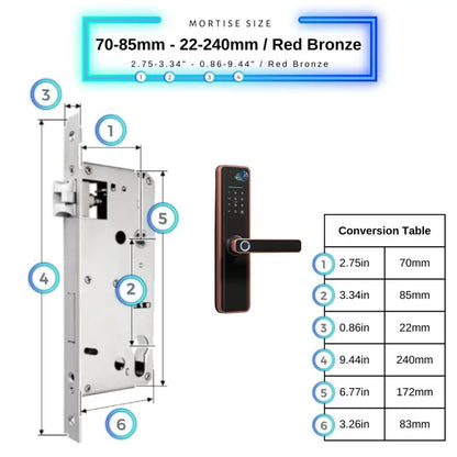 Universal Smart Door Lock Camera - 70-85mm (22x240mm) / Red Bronze - Smart Door Lock