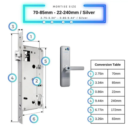 Universal Smart Door Lock Camera - 70-85mm (22x240mm) / Silver - Smart Door Lock