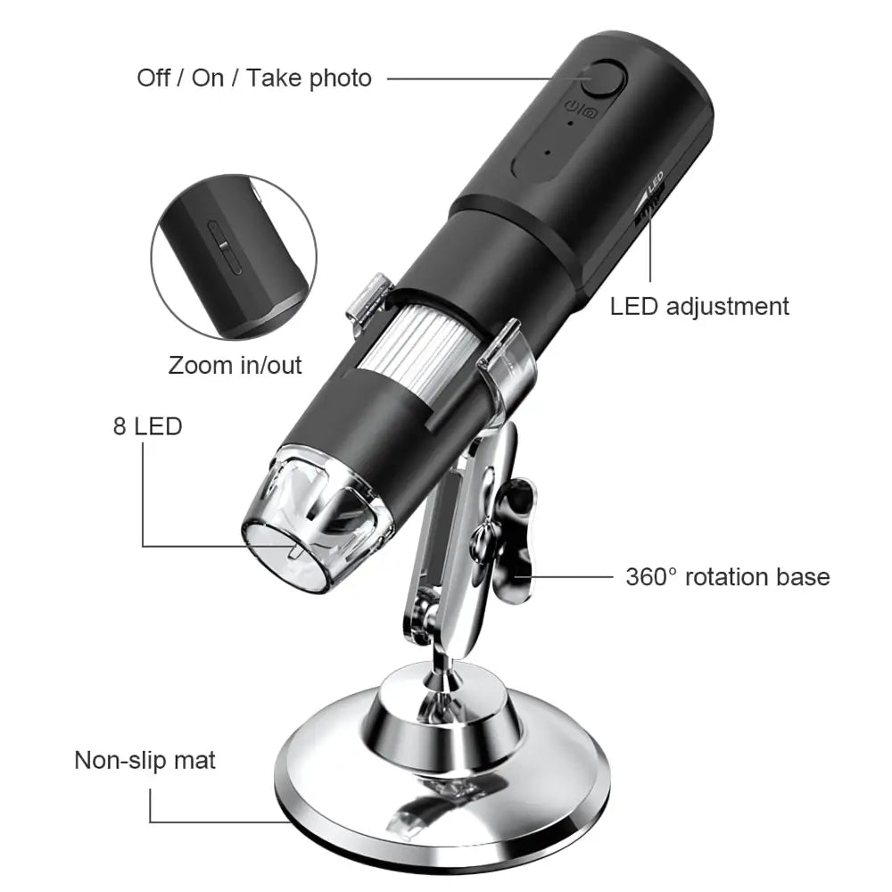 WiFi Microscope Camera - Black - Microscopic Camera